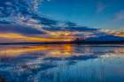USA- New Mexico- Bosque del Apache National Wildlife Reserve. Sunset reflections on water Landscape Print